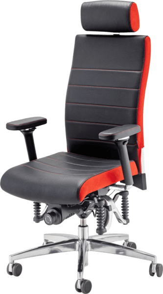 haider bioswing 660 iq air echtleder perforiert schwarz mikrofaser rot mit armlehnen fusskreuz alupoliert main ergonomischer buerostuhl ergopoint transparent